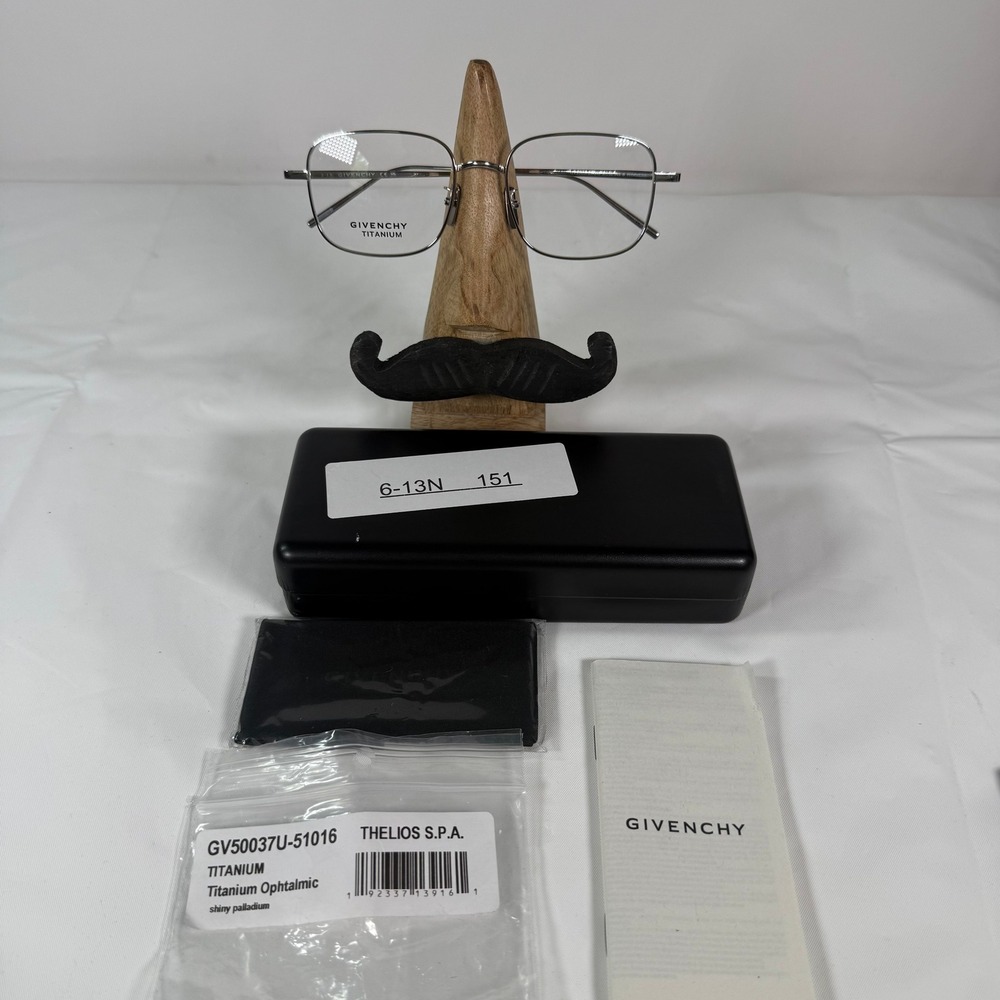Givenchy Titanium Eyeglasses GV50037U 016 Shiny Palladium Square Frames Italy